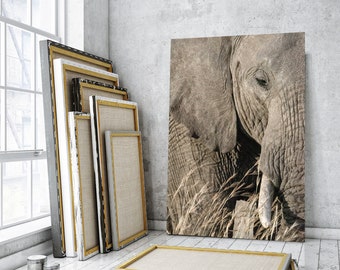 Toile imprimée éléphant, art mural moderne éléphant, grande décoration murale éléphant, art vertical éléphant pour mur, art grand animal sauvage pour mur