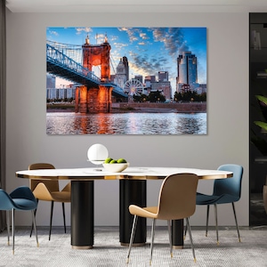 Cincinnati Skyline Canvas Set, Cincinnati Wall Art for Office, Cincinnati Canvas Art, Cincinnati Wall Decor for Living Room, Cincinnati Art