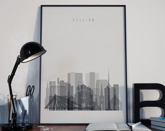 Tallinn Art Tallinn Watercolor Tallinn Multicolor Tallinn Wall Art Tallinn Wall Decor Tallinn Home Decor Tallinn Skyline Tallinn Print