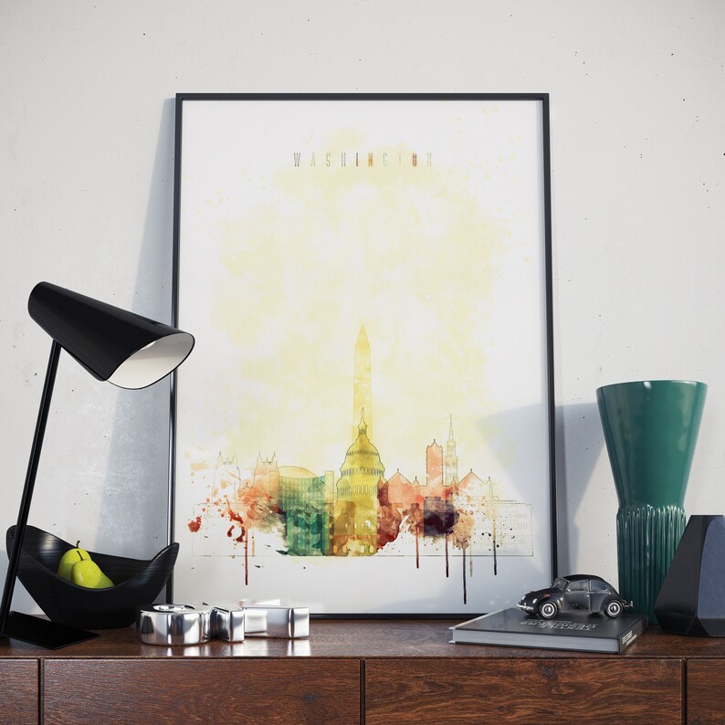 washington wall art washington photo wall decor washington print home decor washington poster watercolor washington skyline paintings