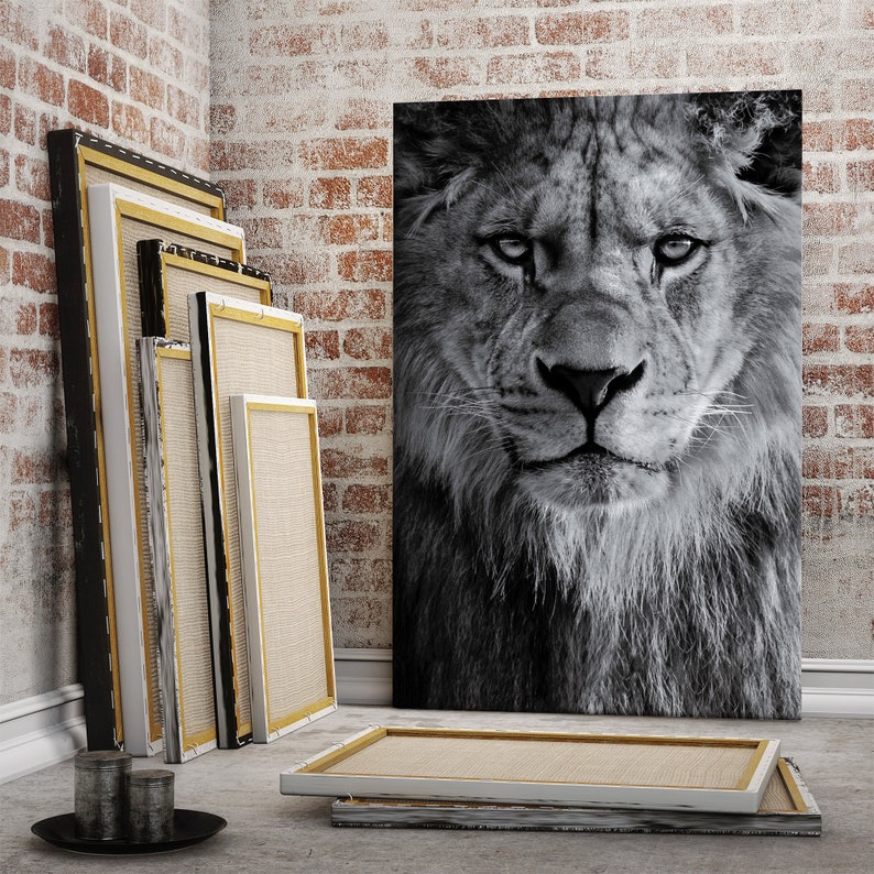 Lion Canvas Wall Decor Etsy