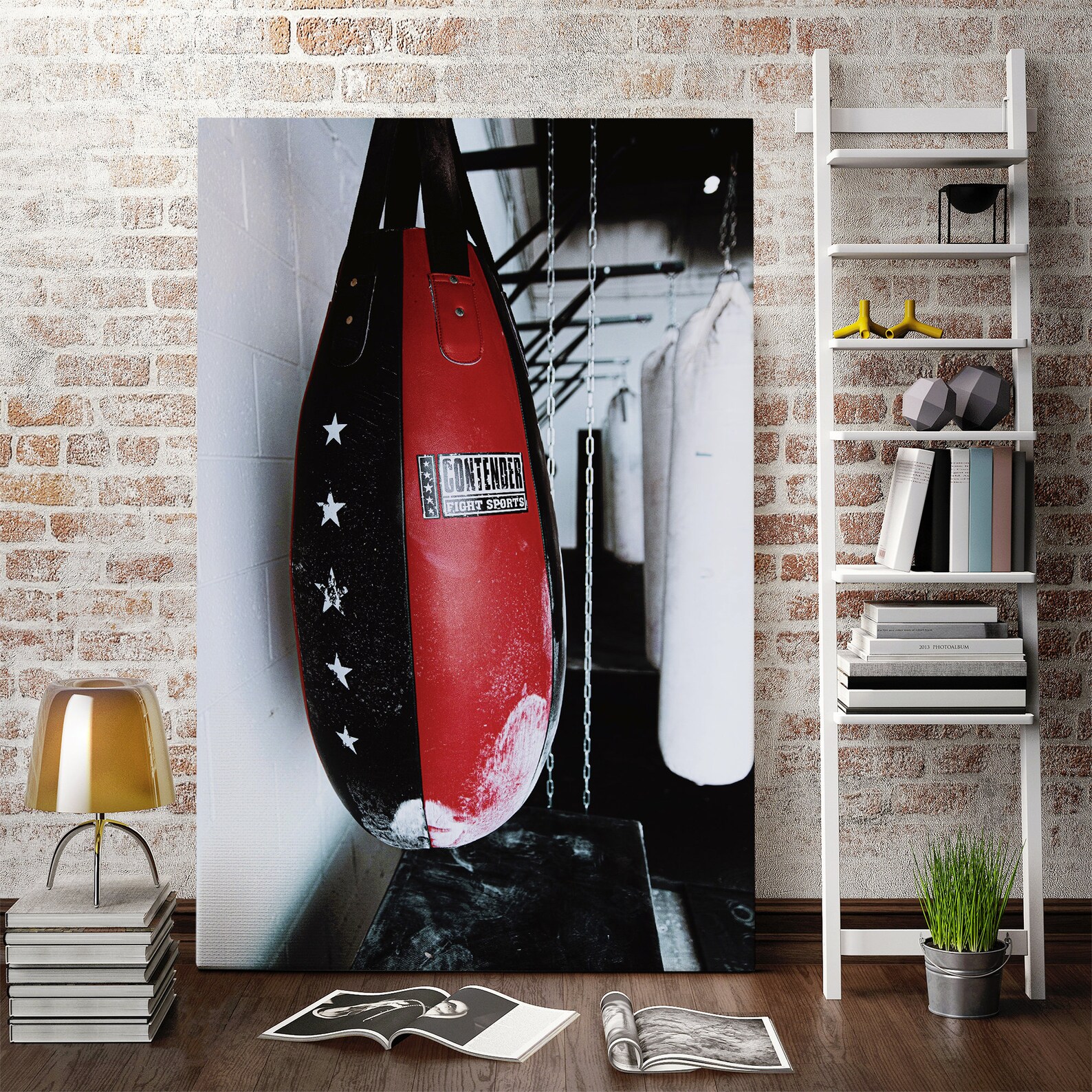 Red and Black Punching Bag Wall Art Decor Gym Motivation | Etsy