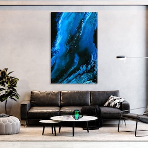 Blue and Black Abstract art print on canvas, Stylish Abstract art for interior, Abstract art for gift, Abstract modern wall art