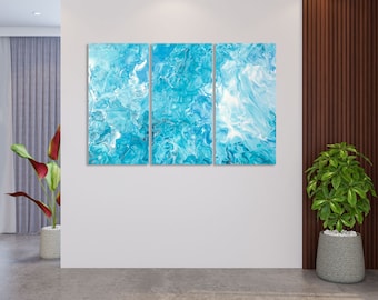 Blue and White Abstract Art, Large Canvas Painting