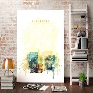 Anchorage beautiful watercolor drawing art, Alaska canvas paintings for living room, Anchorage contemporary artwork, Anchorage wall decor
