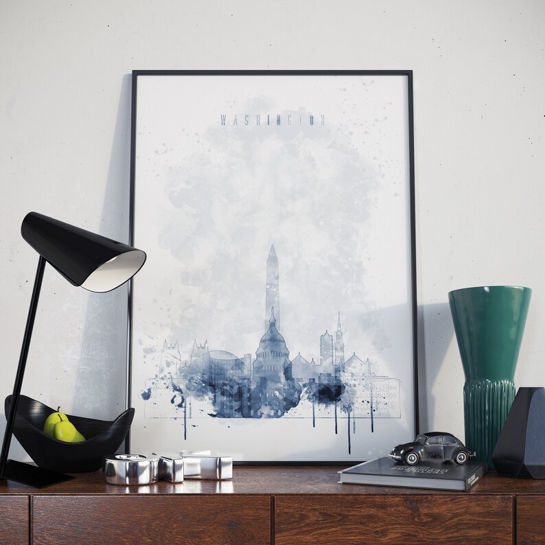 washington wall art washington photo wall decor washington print home decor washington poster watercolor washington skyline paintings