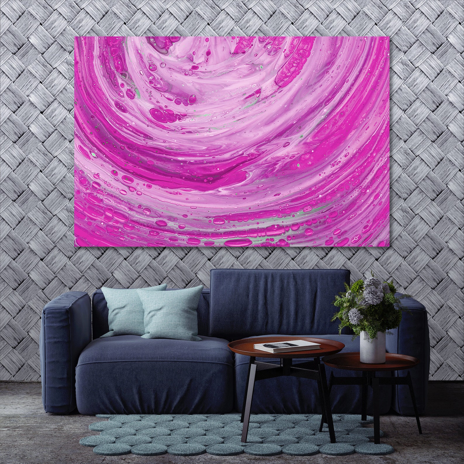 Pink Abstract Art Canvas Set Etsy
