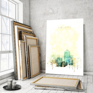 Arlington skyline painting art on canvas, Arlington wall decor, Virginia contemporary wall art, Arlington watercolor print canvas