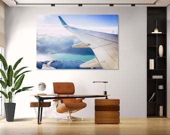 Airplane Wing Canvas Print Set, Modern Aviation Wall Art