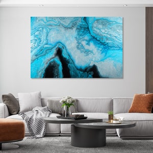 Blue abstract art for wall decor, Stylish abstract art for wall, Abstract painting on canvas, Extra large art for wall in abstract style