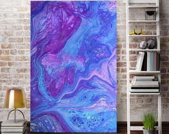 Abstract Canvas Wall Art Purple Blue Contemporary Decor