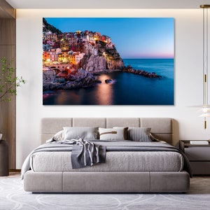 Cinque Terre large wall art, Manarola wall art kitchen, Italy modern wall decor, Cinque Terre print canvas, Cinque Terre popular art decor