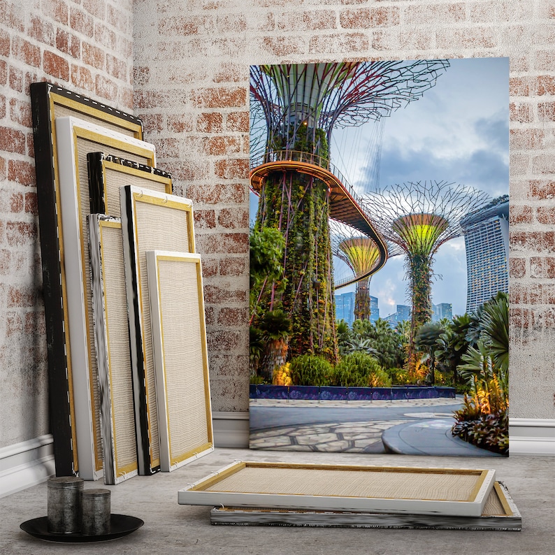 Gardens by the Bay canvas wall pictures, Singapore Sky Garden wall decor canvas, Gardens by the Bay popular art for home decor image 3