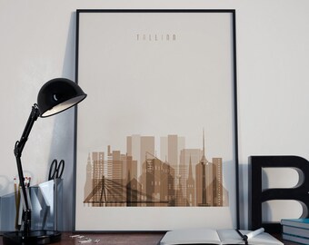 Tallinn Art Tallinn Watercolor Tallinn Multicolor Tallinn Wall Art Tallinn Wall Decor Tallinn Home Decor Tallinn Skyline Tallinn Print