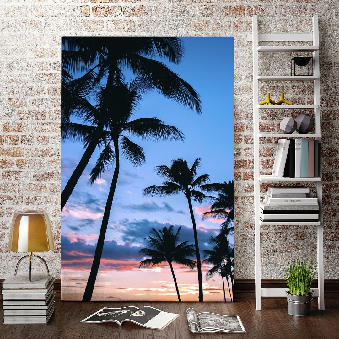 Tropical Sunset Palm Tree Canvas Print – Coastal Paradise Wall Art - Etsy