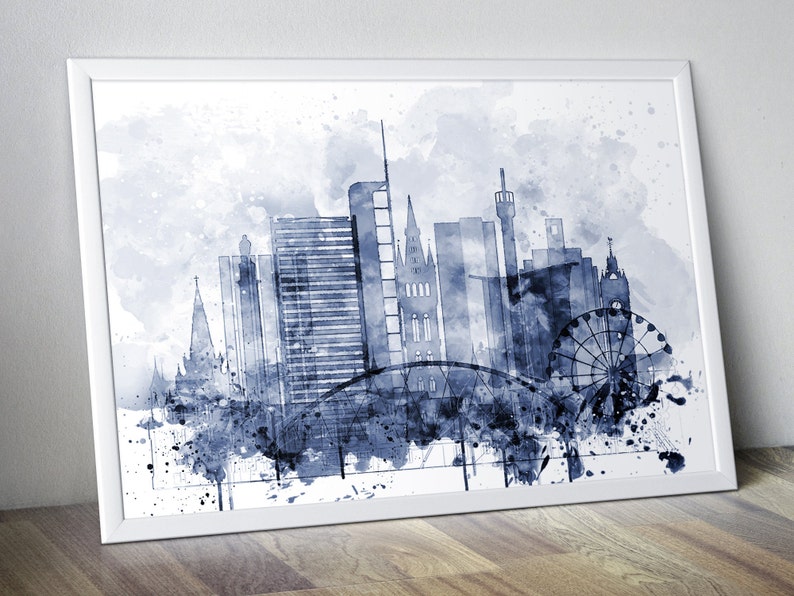 Glasgow Watercolor Poster Print for Living Room Wall Art Glasgow Home /& Office Wall Decor Glasgow Skyline Photo for Bedroom Wall Art Decor