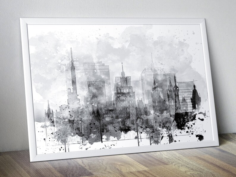 Prague Watercolor Poster Print For Living Room Wall Art Prague Home & Office Art Wall Decor Prague Skyline Photo For Bedroom Wall Art Decor Prints Art & Collectibles Sibawor.id