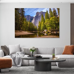 Fluss unter Yosemite Klippen Wandkunst Designs Yosemite Nationalpark Wohnzimmer Wandbilder Yosemite Park extra großer Wandkunstdruck