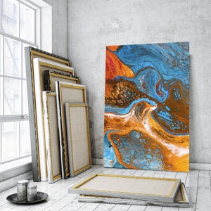 Blue and Brown abstract art, Original abstract art for office, Abstract painting canvas, Abstract canvas, Abstract wall decor, Abstract gfit