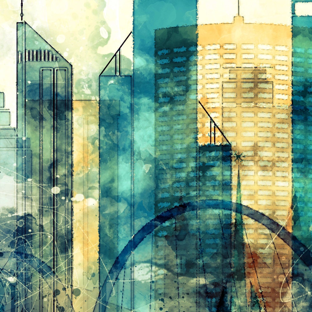 Perth Watercolor Poster Print for Living Room Wall Art Perth Etsy