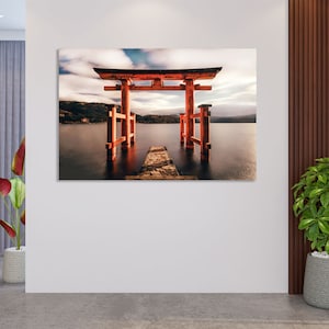 Torii is Japanese Gate  art for wall, Red Japanese Gate print art on canvas, Torii print canvas, Torii wall art