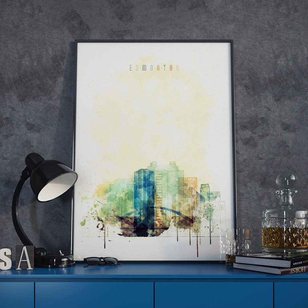 Edmonton Wall Art Edmonton Poster Print Edmonton Watercolor Etsy