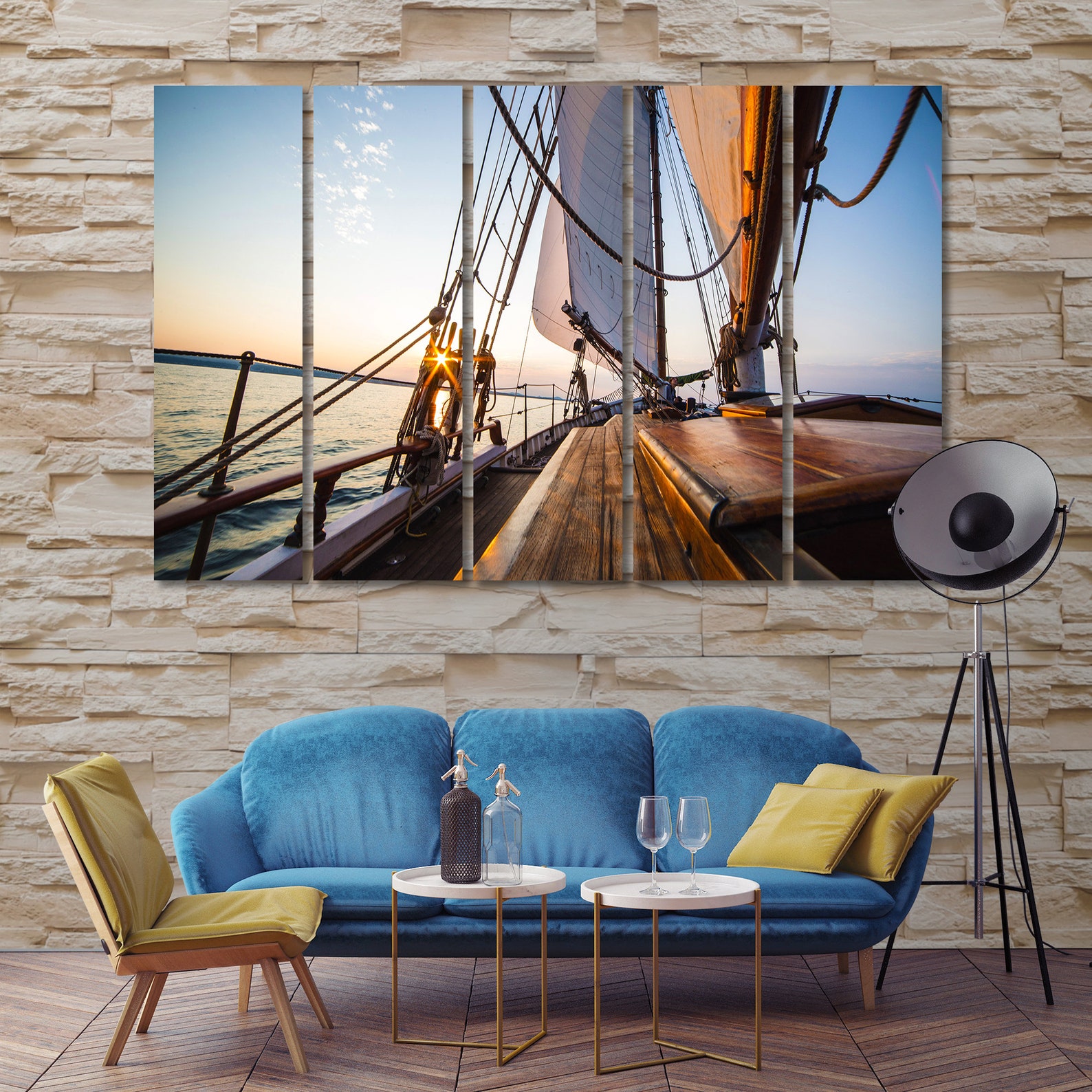 Canvas Set of Yacht Yacht Wall Art Print on Canvas Etsy