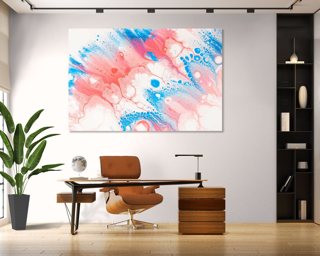 Pink and Blue Abstract Set, Abstract Print Art on Canvas, Abstract ...