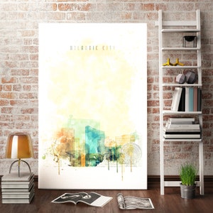 Atlantic City modern print art on canvas, New Jersey painting watercolor, Atlantic City decor for home, Atlantic City painting for gift