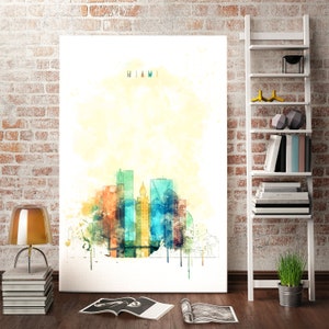 Miami contemporary canvas wall art, Florida watercolor drawing, Miami wall art, Miami popular wall decor, Miami design wall art, Miami print