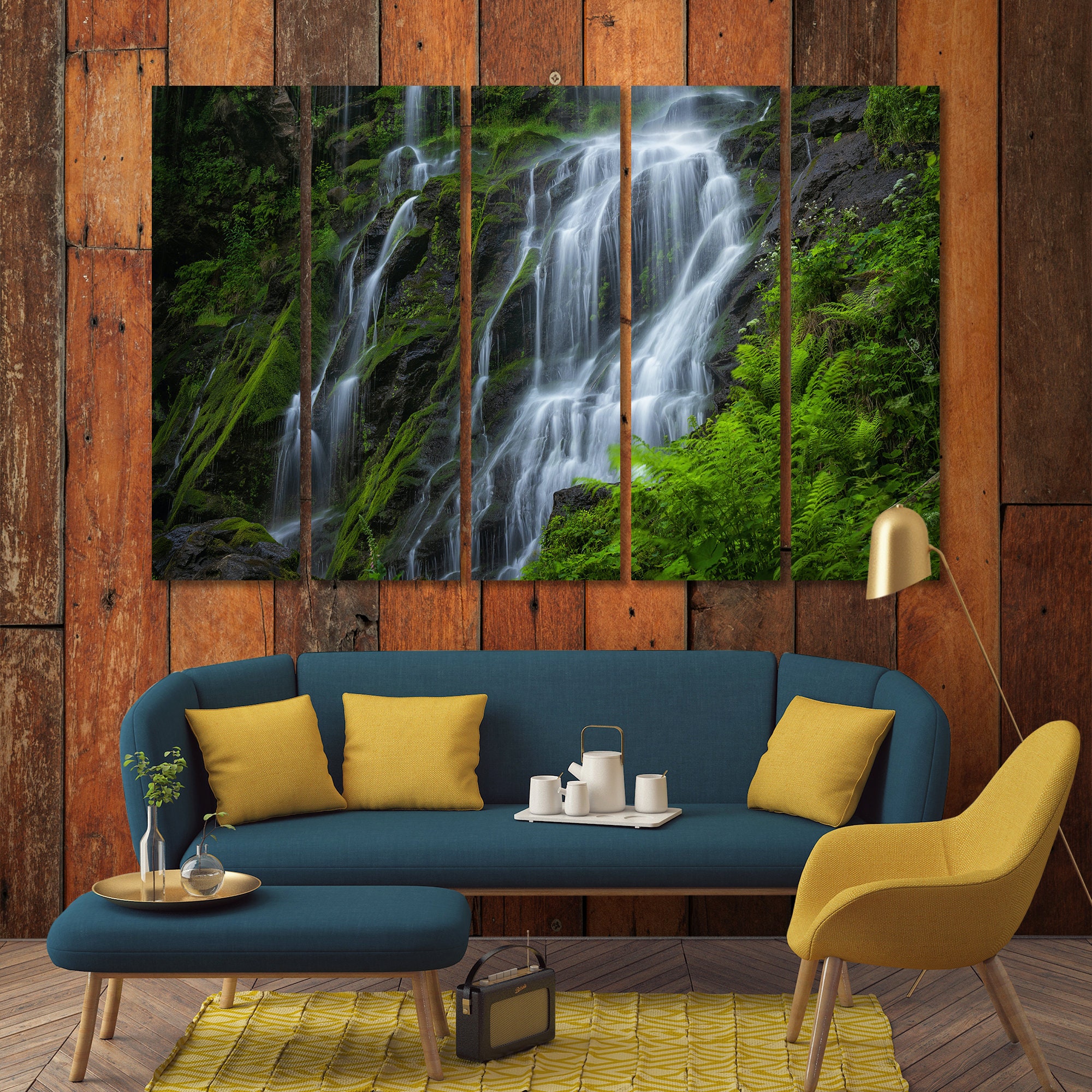Waterfall canvas wall art Waterfall paintings for living room Etsy