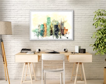 Kansas City print, Kansas City wall art, Kansas City skyline print, Kansas City poster print, State of Missouri print poster