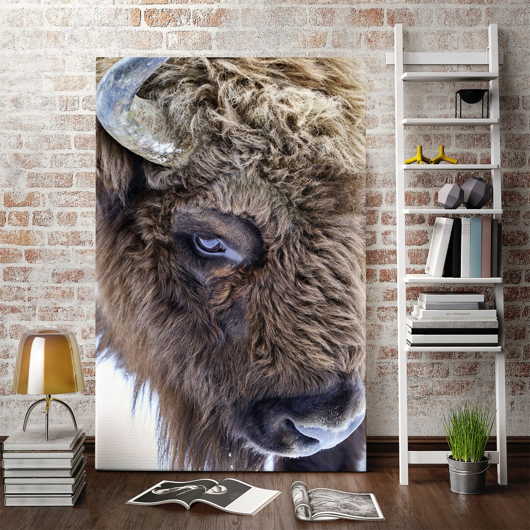 Western Wall Art Bison Canvas Print, Buffalo Photography for Rustic ...