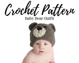 Crochet Baby Bear Hat & Diaper Cover Pattern (PDF Pattern)