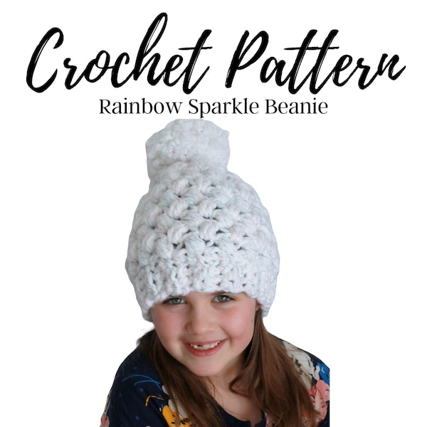 Crochet Beanie Pattern, Girls Winter Hat Pattern, Crochet Hat Pattern, Puff Stitch Crochet Hat Pattern, Chunky Crochet Hat Pattern