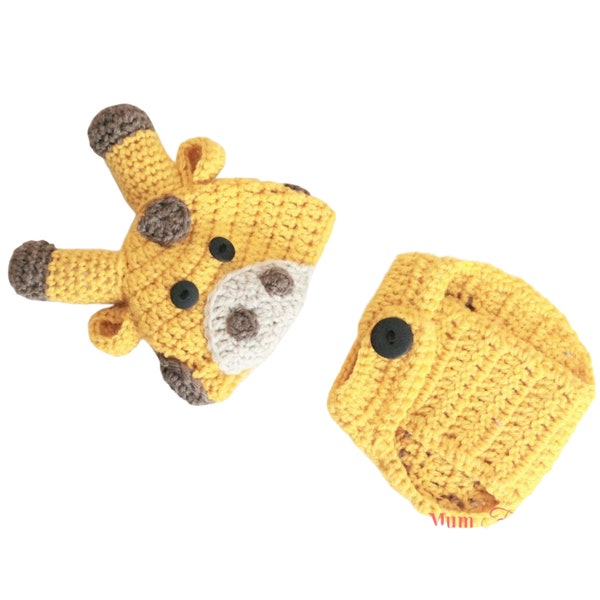 Crochet Pattern Baby Giraffe Hat & Diaper Cover, Crochet Giraffe Hat Pattern, Animal Hat Crochet Pattern, Crochet Pattern Baby, Baby Hat