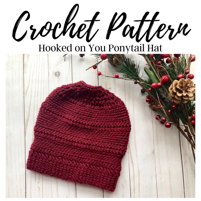 CROCHET PATTERN Messy Bun Hat Crochet Pattern Ponytail Hat | Etsy