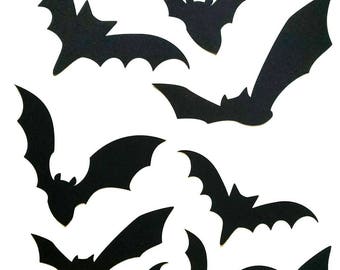paper bat cutouts 60 piece kit halloween silhouette wall decor cardstock cutouts kit party decorations bat silhouette paper wall decal