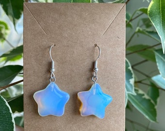 Geometric Handmade Gold Earrings Opalite Earrings Iridescent Crystal Earrings Jasper Earrings Amazonite Earrings Geometric Iridescent