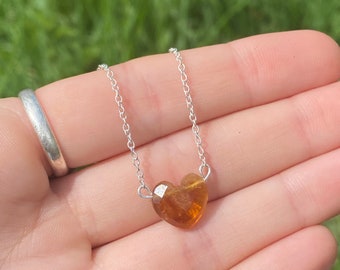 Genuine Citrine love heart crystal necklace wire wrapped in silver • gifts for her • girlfriend gift • gift for friends
