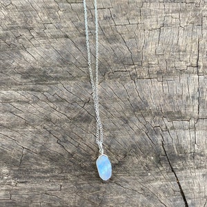 Raw moonstone crystal necklace wire wrapped in silver image 8