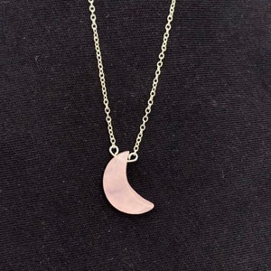 Rosenquarz Halbmond Halskette • 925 Sterling Silber • 14k Gold-Filled • Kristall Halskette • Rosa Kristall Anhänger