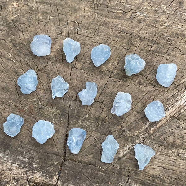 Raw blue celestite crystal • rough chunk • large 3cm approx