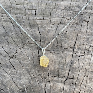 Natural citrine crystal necklace wire wrapped in silver, November birthstone