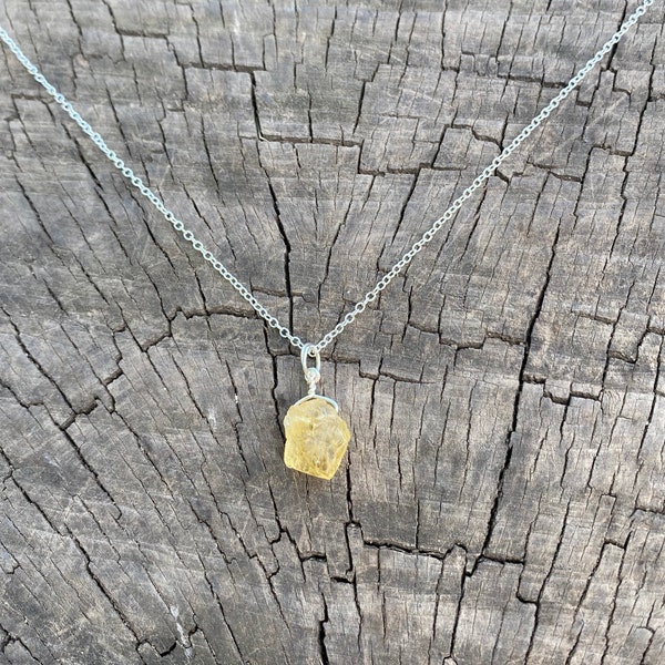 Fil de collier en cristal de citrine naturel enveloppé d’argent, pierre de naissance de novembre