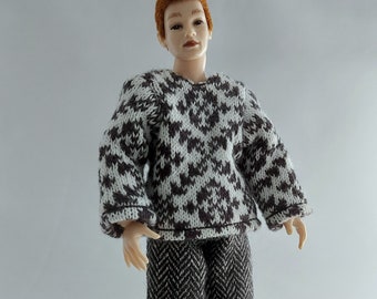 Wearable dollhouse jumper and trousers for 1/12 Heidi Ott 6" male doll. Free shipping!