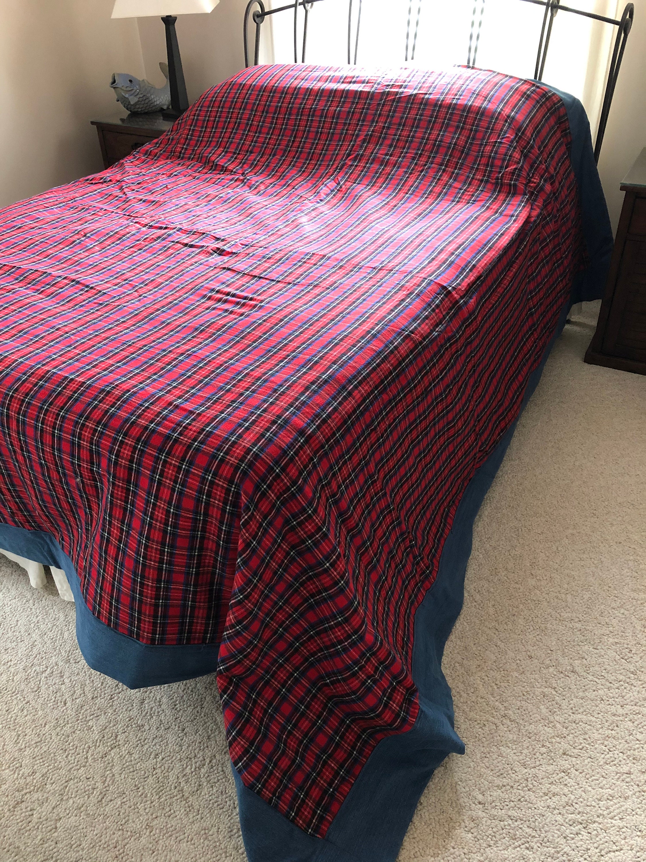 Denim Bedspread Queen 109 x 109 Upcycled Lodge Bedding Etsy