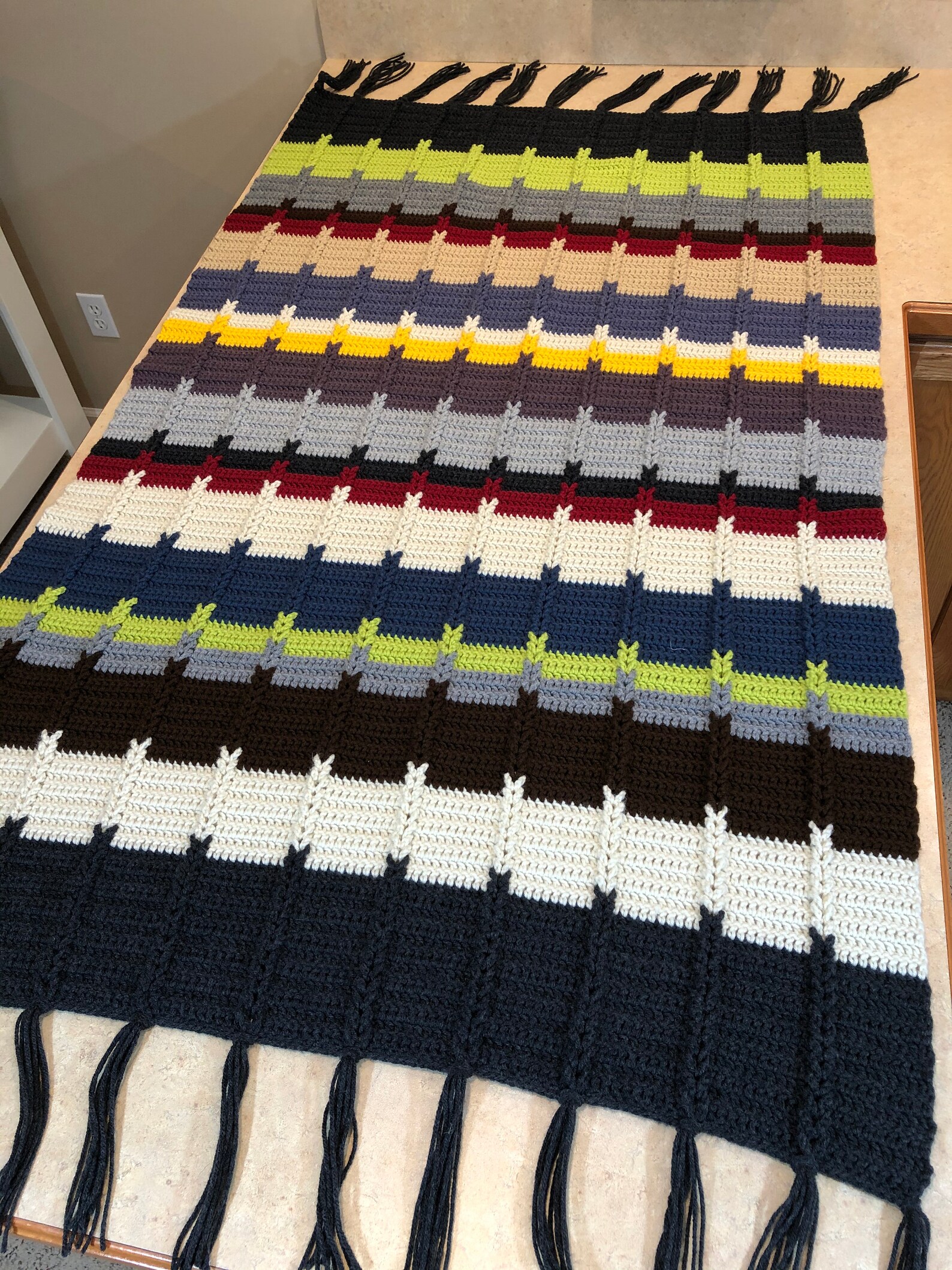 Modern Farmhouse Crochet Striped Afghan Throw Etsy