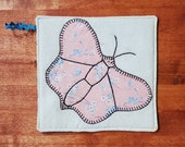 Vintage Feedsack Quilt Butterfly Pot Holder - Hot Pad - Coaster - Candlemat