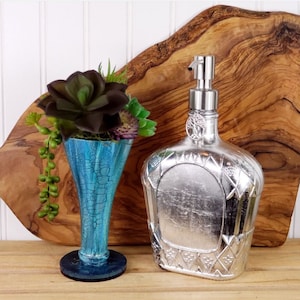 Gilded Silver Up-cycled Crown Royal Bottle Lotion / Soap Dispenser | Unique, One of a Kind | Elegant Home Decor | Elegant Bathroom | Bedroom